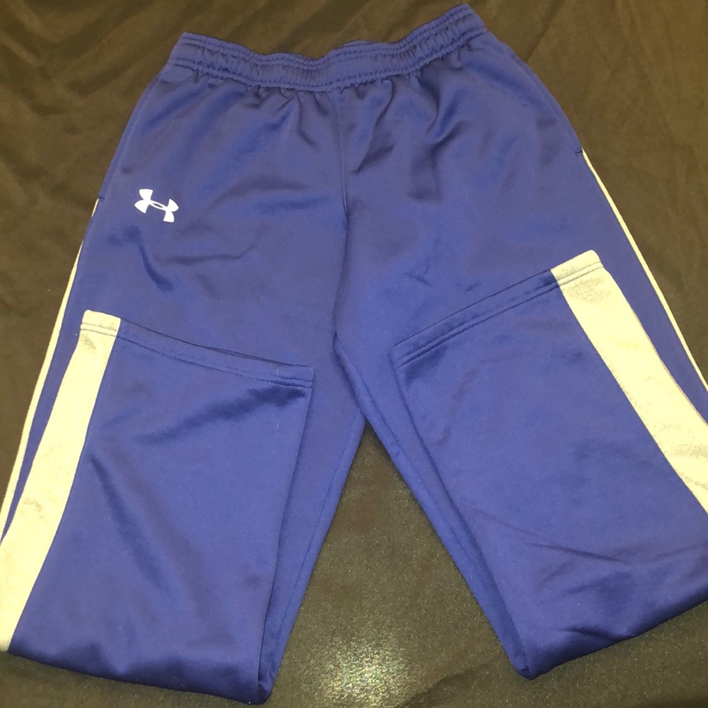 YXL Blue under armor sweat pants